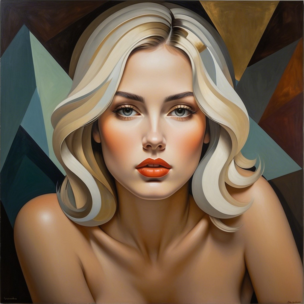 Portrait of a Woman with Blonde Hair and Green Eyes