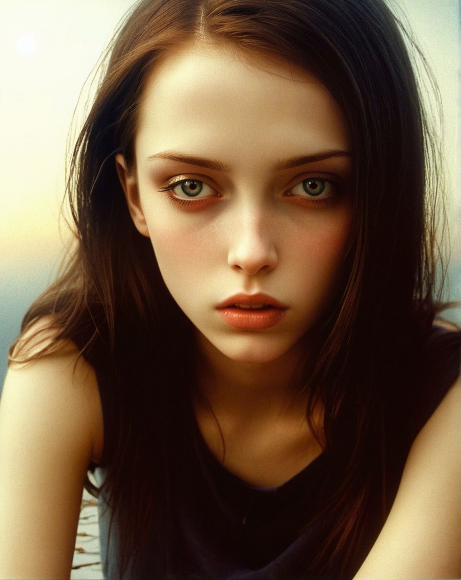 Portrait of a Young Person with Green Eyes and Brown Hair