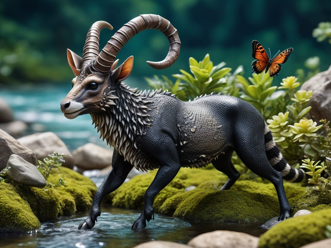 Muscular Scaled Creature by Shimmering Stream
