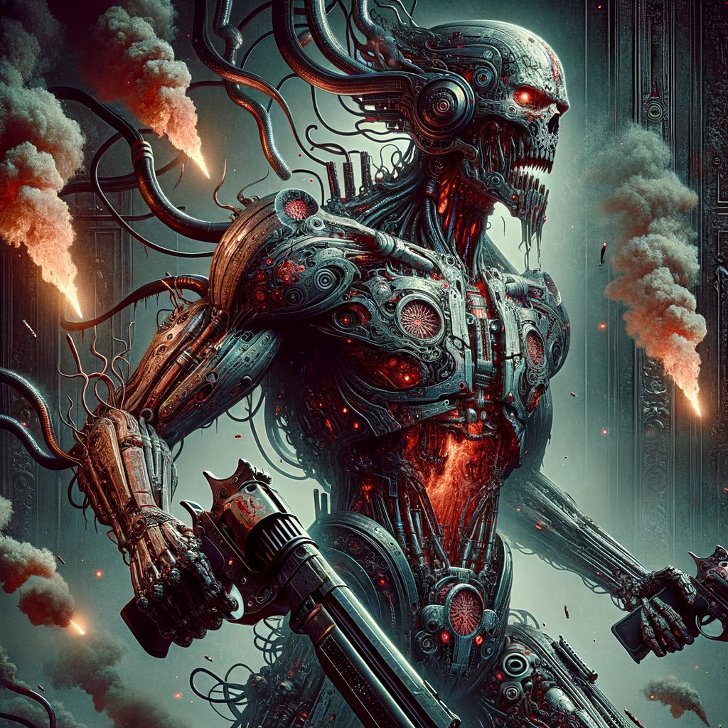 Detailed Robot with Glowing Red Internals in Industrial Setting