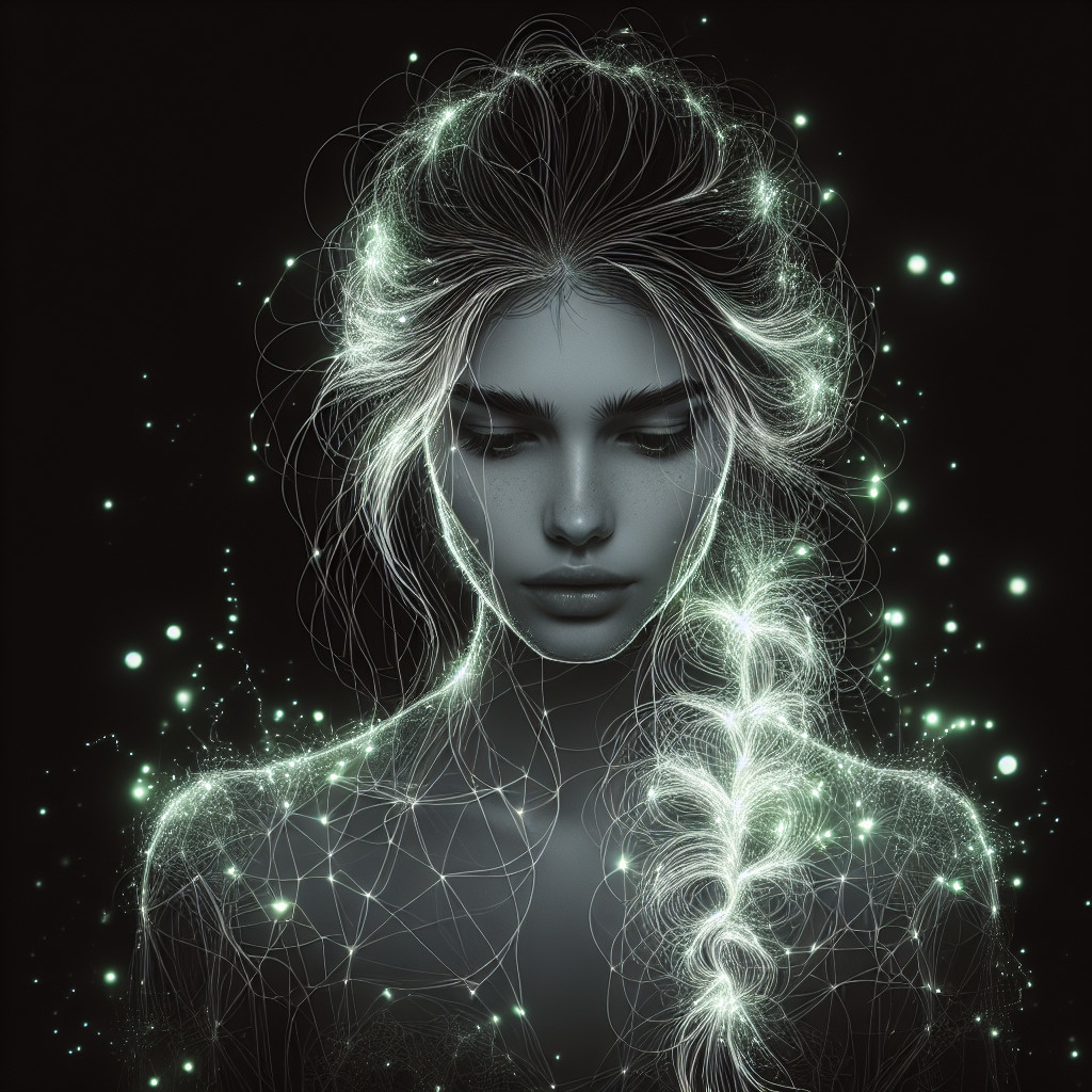 Portrait of a Woman with Ethereal Glowing Hair