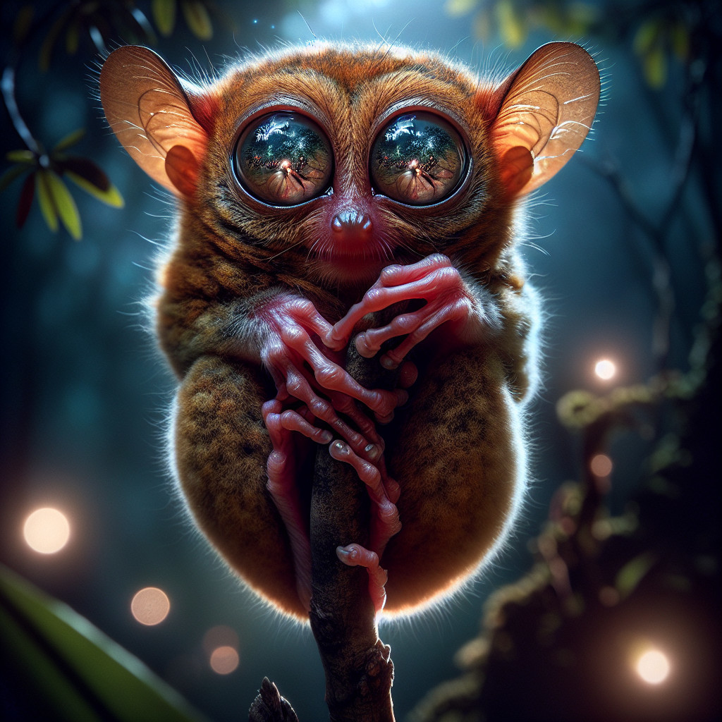 Adorable creature in a mystical forest with bioluminescence