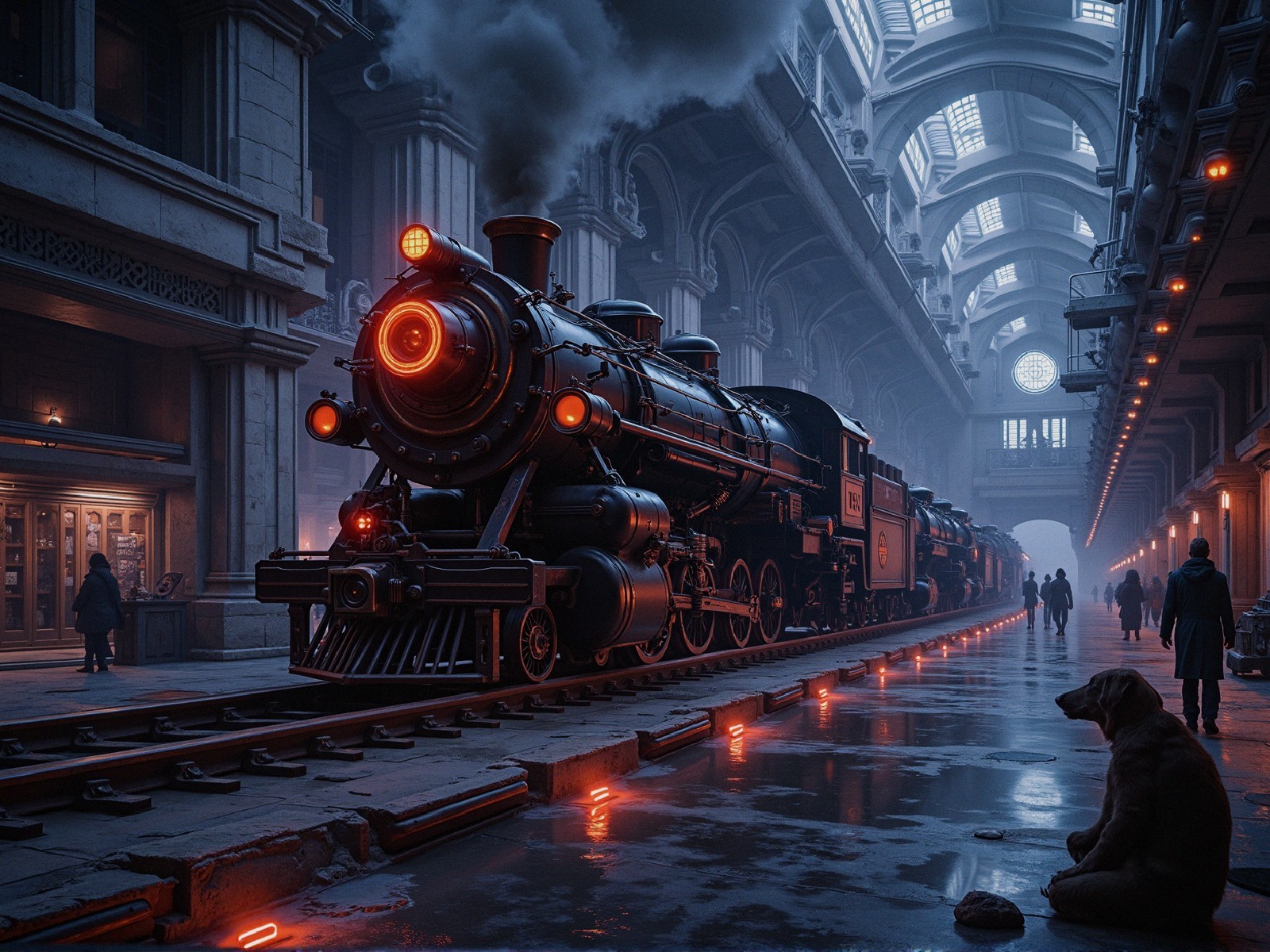 Majestic Steam Locomotive in Historical Train Station