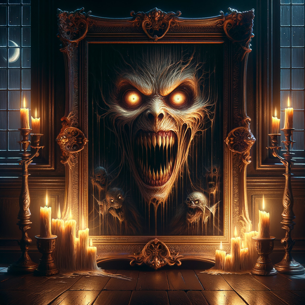 Gothic Portrait of Sinister Creature in Dim Room