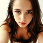 Portrait of a Young Person with Green Eyes and Brown Hair