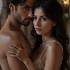 Close-Up Portrait of Embracing Couple in Soft Light