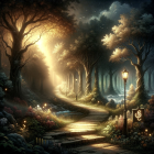 Enchanting Forest Path to Quaint Stone Cottage