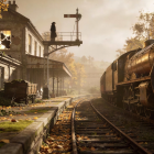 Abandoned Train Station with Overgrown Vegetation