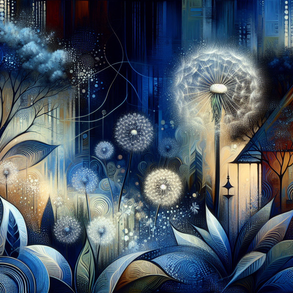Vibrant Abstract Landscape with Luminous Dandelions