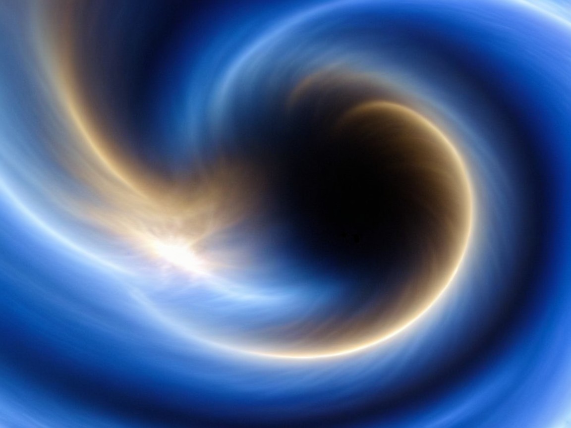 Swirling Vortex of Blue and Black Around a Black Hole