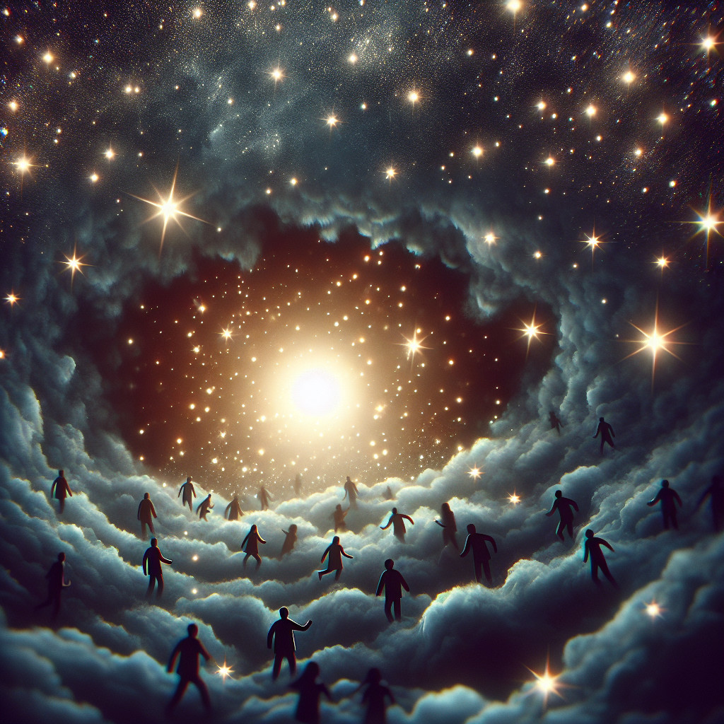 Cosmic Scene with Luminous Core and Stars