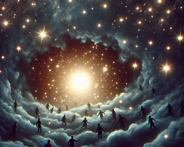 Cosmic Scene with Luminous Core and Stars