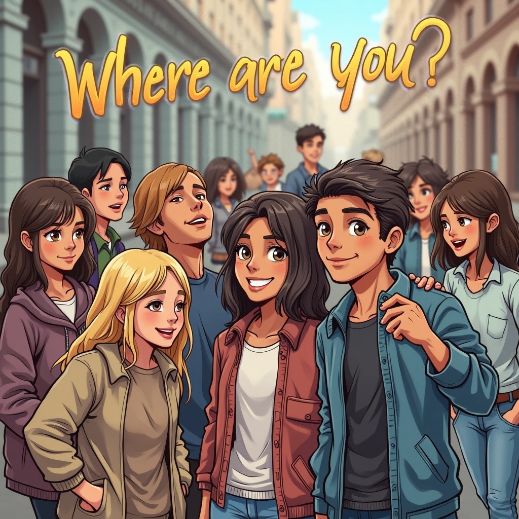 Vibrant Street Scene of Young People in Urban Setting