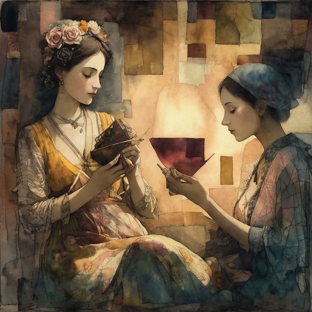 Intimate Scene of Two Women in Soft Lighting