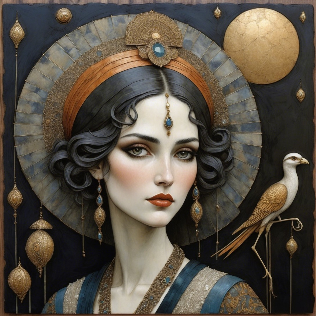 Art Deco Digital Painting of a Woman with Headpiece
