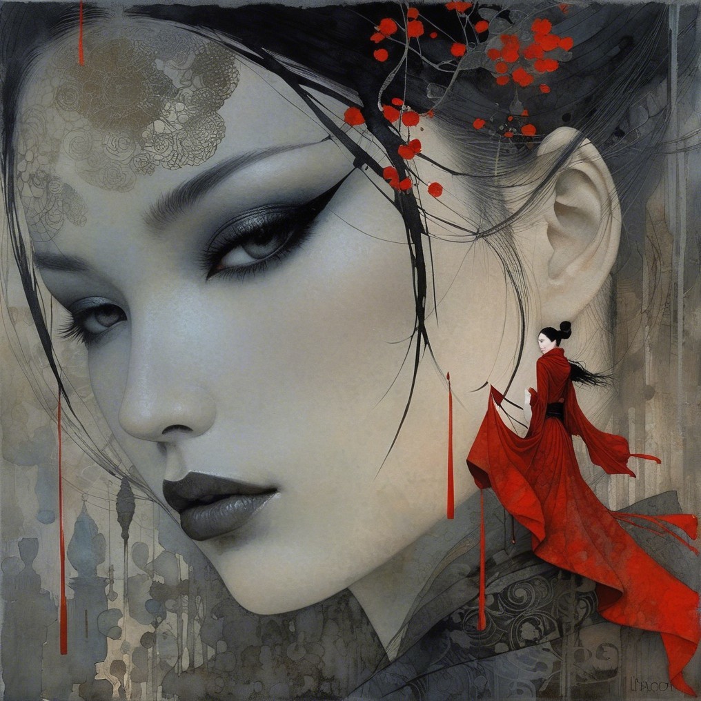 Portrait of a Woman with Intricate Patterns and Colors