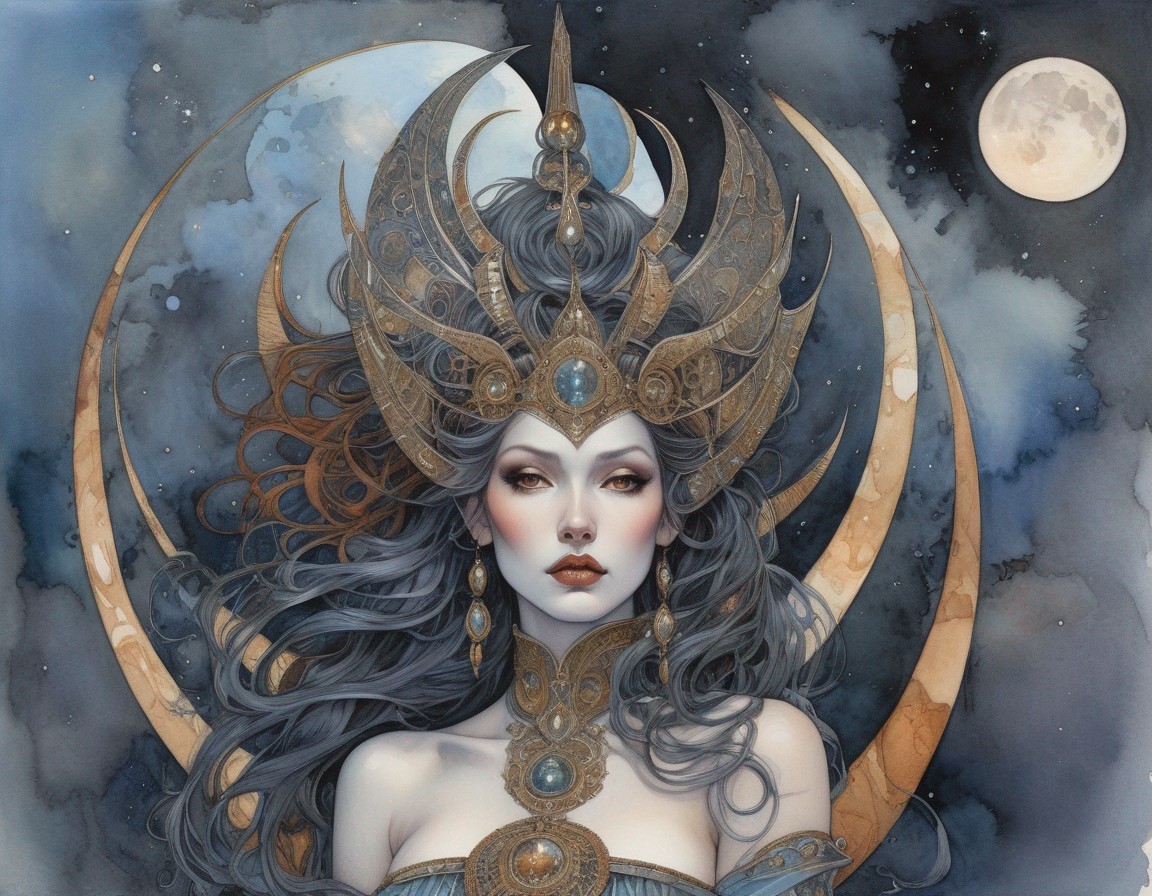 Fantasy Female with Silver and Gold Headdress