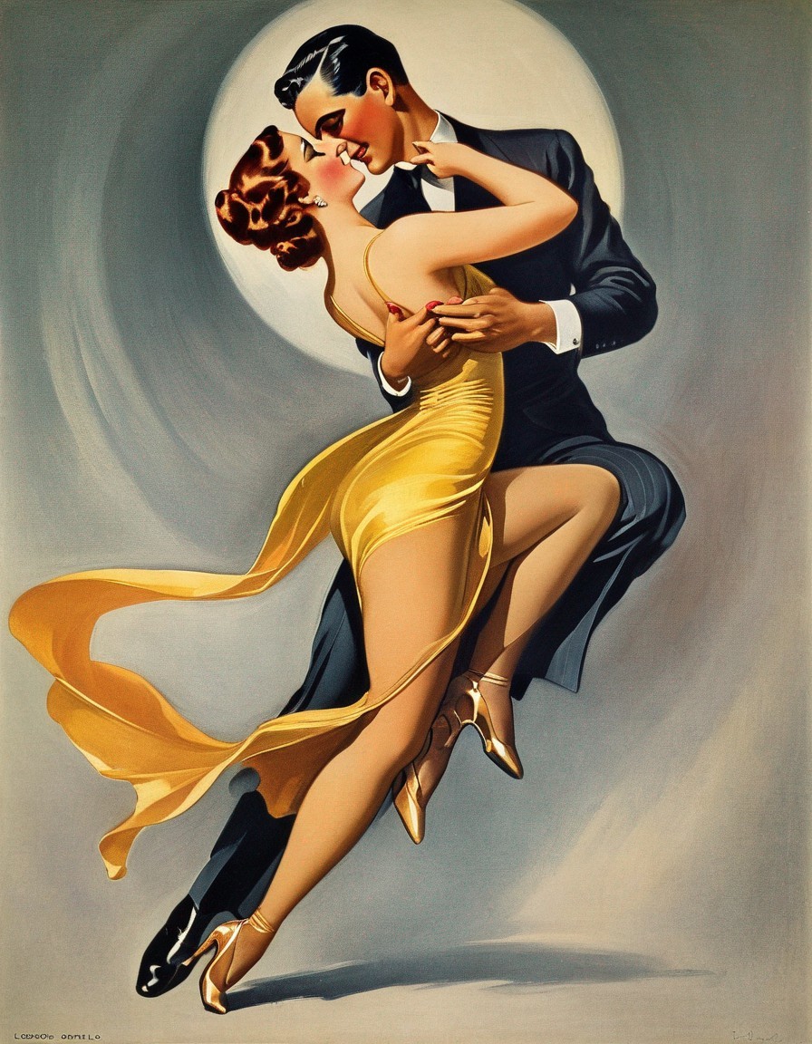 Couple Dancing in Elegant Yellow Dress and Black Suit