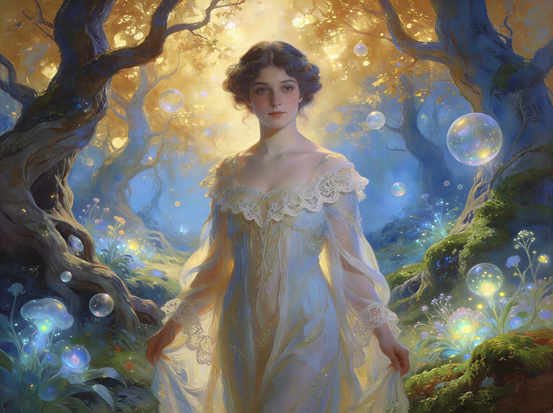 Fantasy Art of a Young Woman in a Magical Forest