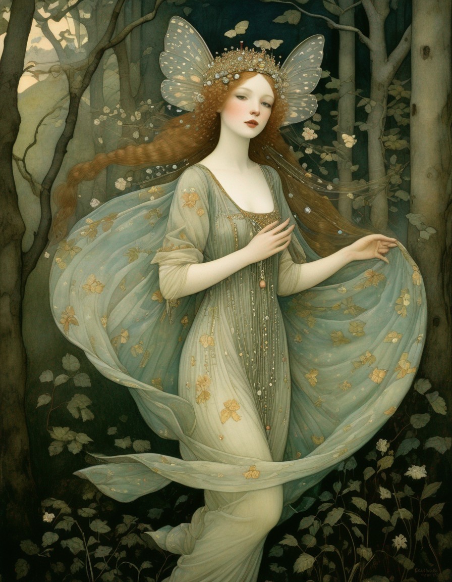 Fairy in an Enchanted Forest with Delicate Features