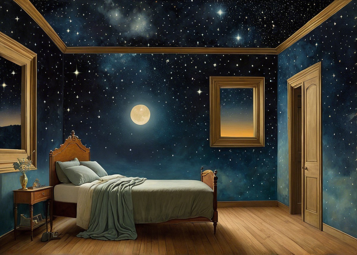 Celestial-Themed Bedroom with Starry Sky Decor