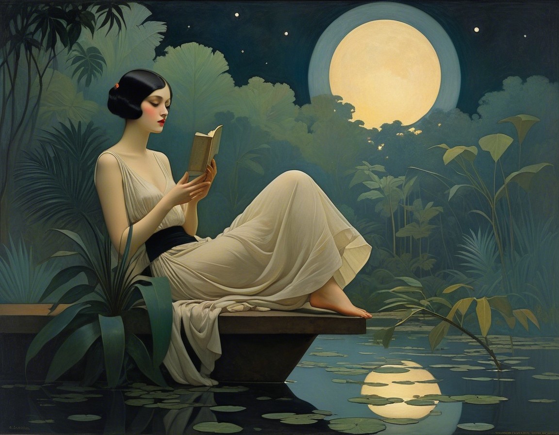 Serene Woman in White Gown Surrounded by Nature