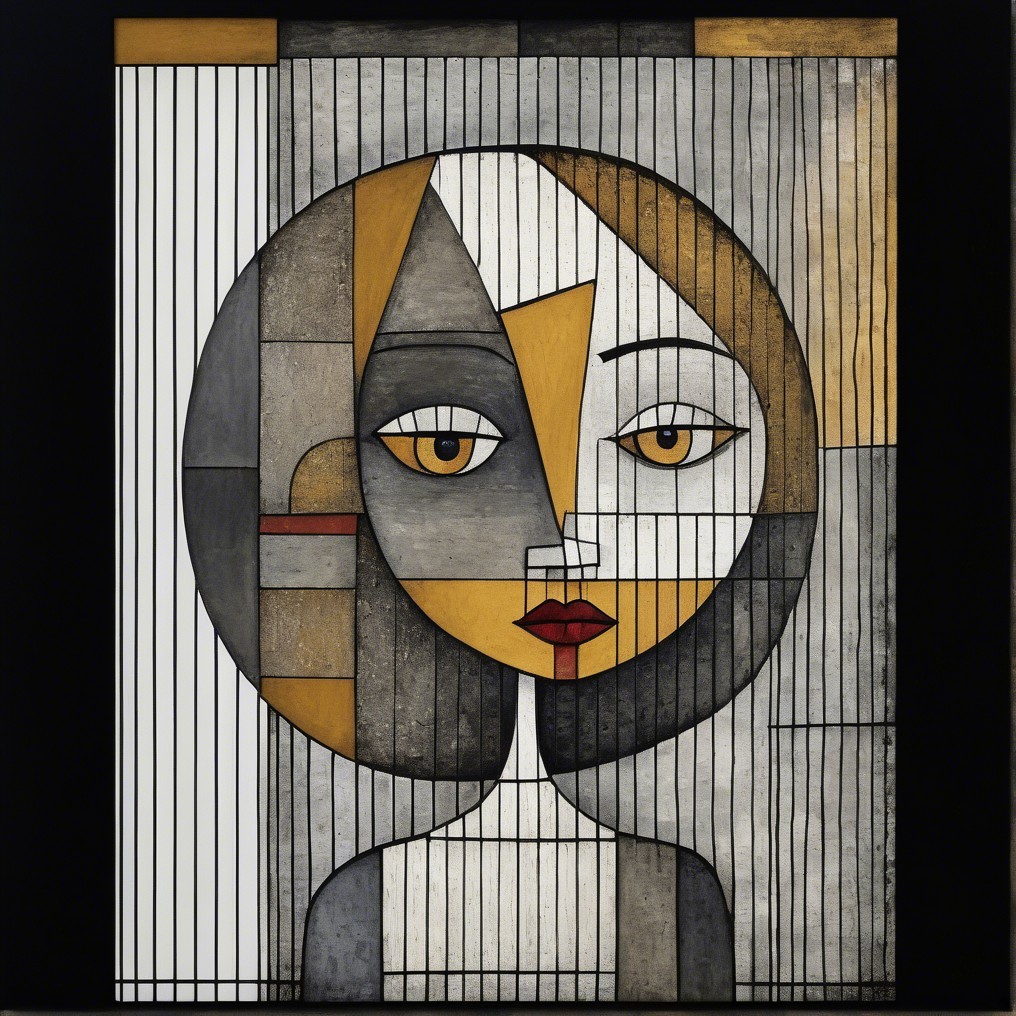 Stylized Portrait of a Woman in Geometric Shapes