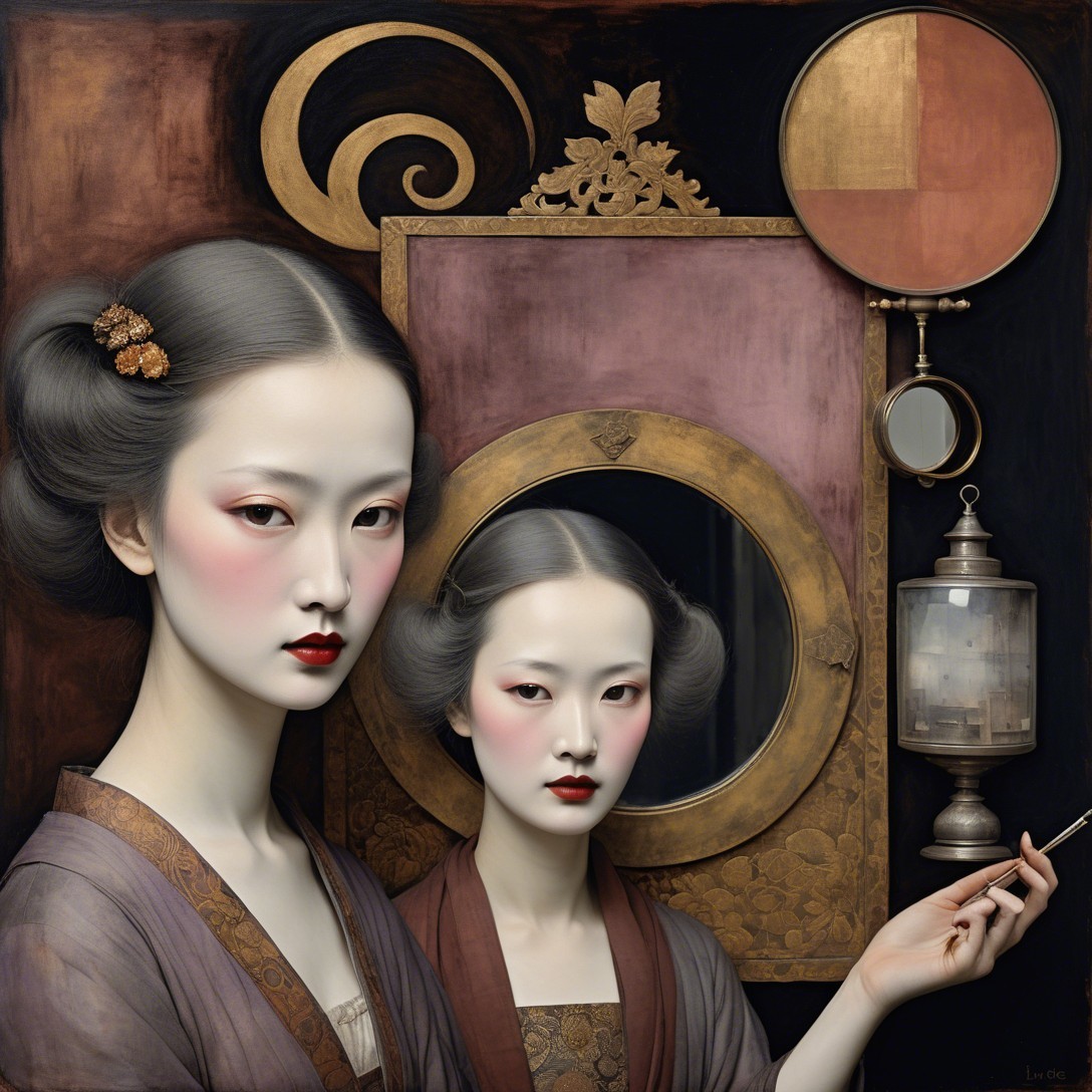 Portrait of Two Young Women in Traditional Attire