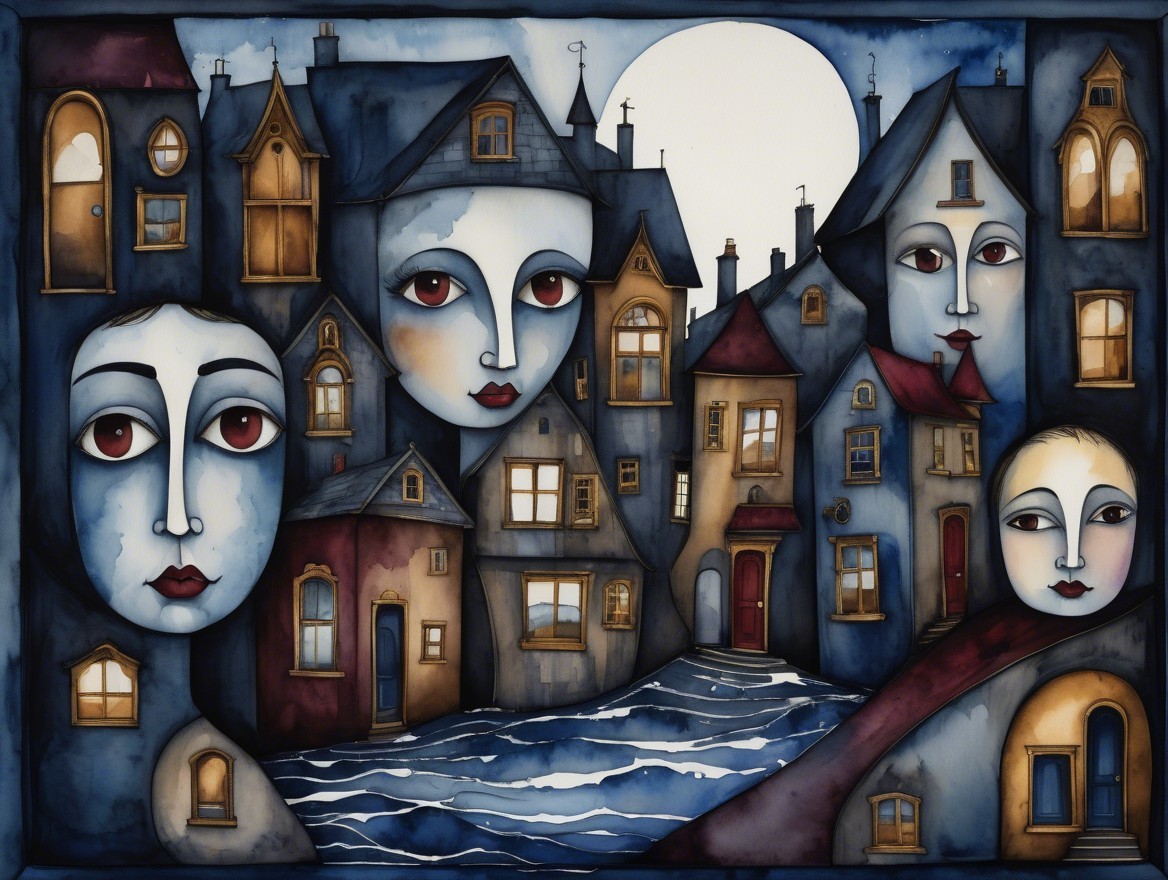 Whimsical Dreamlike Village with Abstract Houses