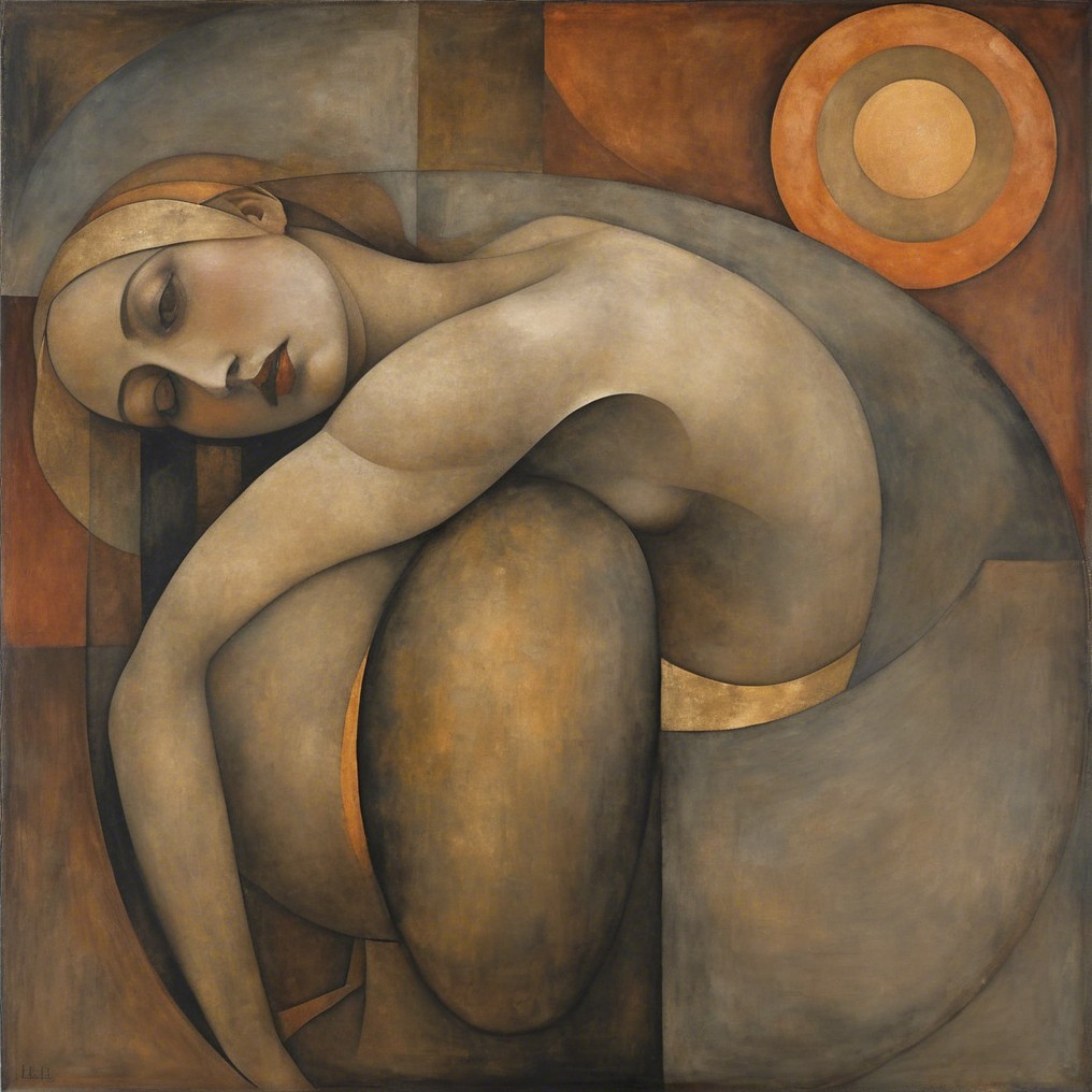 Stylized Woman in Geometric Forms with Earthy Tones