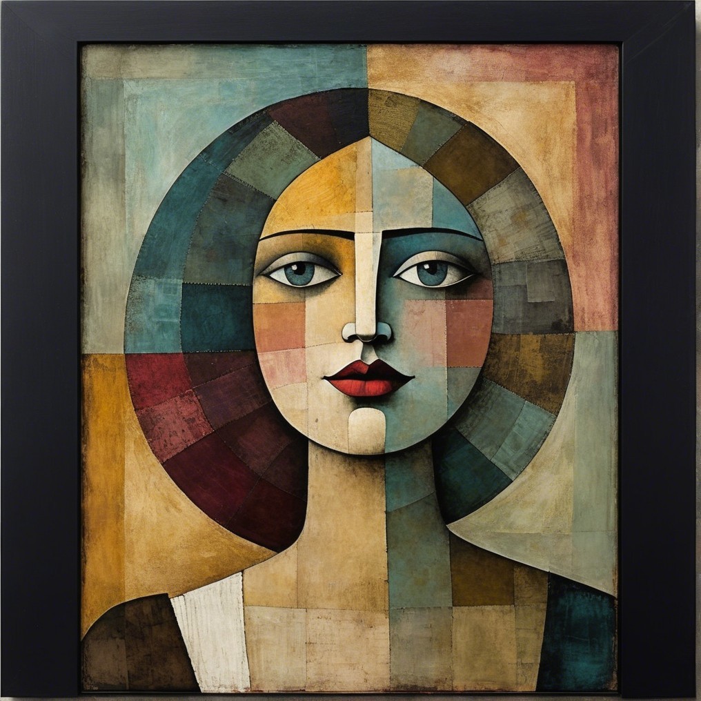 Stylized Portrait of a Woman with Geometric Pattern