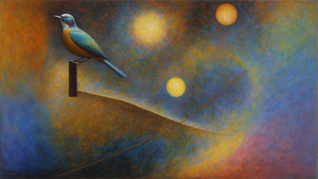 Abstract Scene with Colorful Bird and Dreamy Background