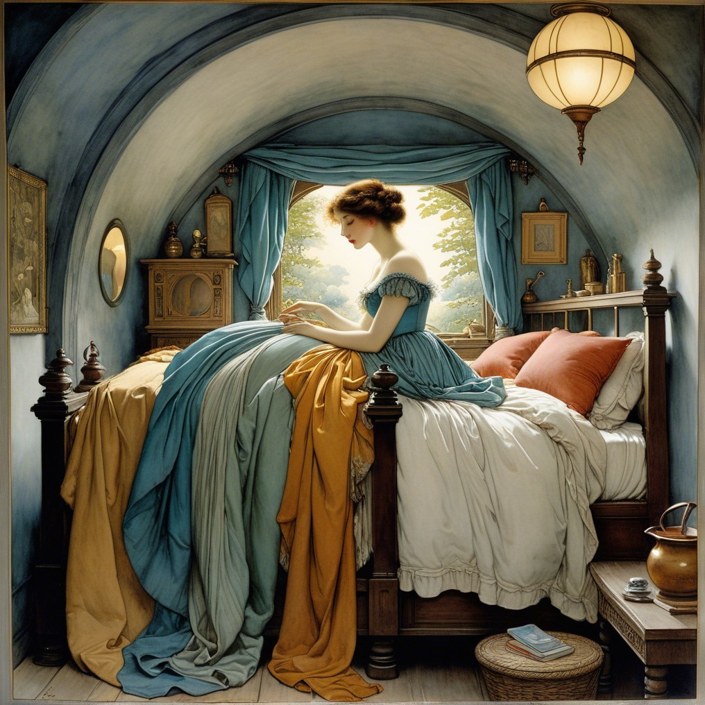Young woman reading in elegantly styled room