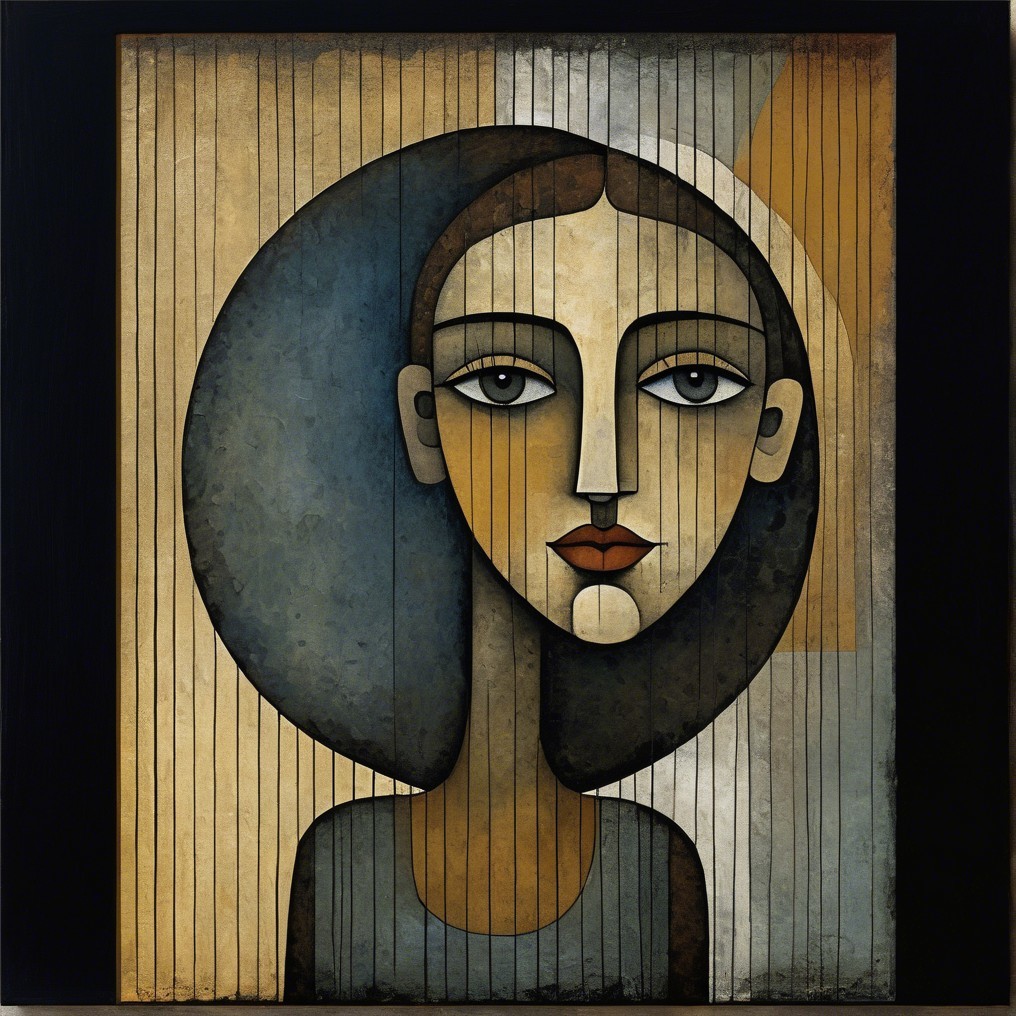 Stylized Portrait of a Woman with Angular Features