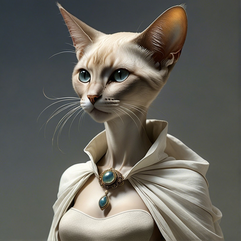 Stylized Anthropomorphic Cat with Elegant Features