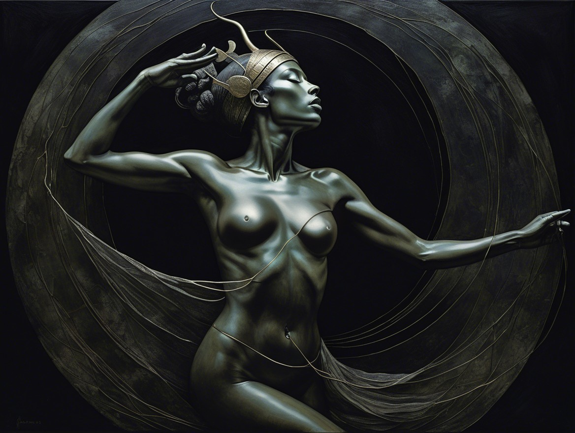 Elegant Woman with Crown in Ethereal Composition