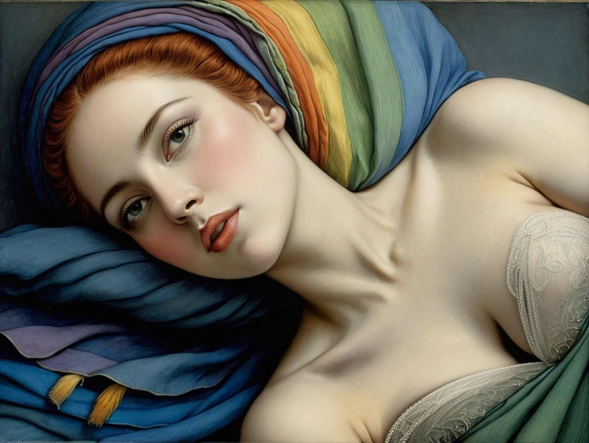 Serene Young Woman with Elegant Hair and Scarf