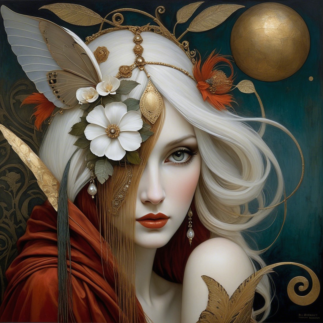 Hyperrealistic Digital Painting of a Woman with Wings