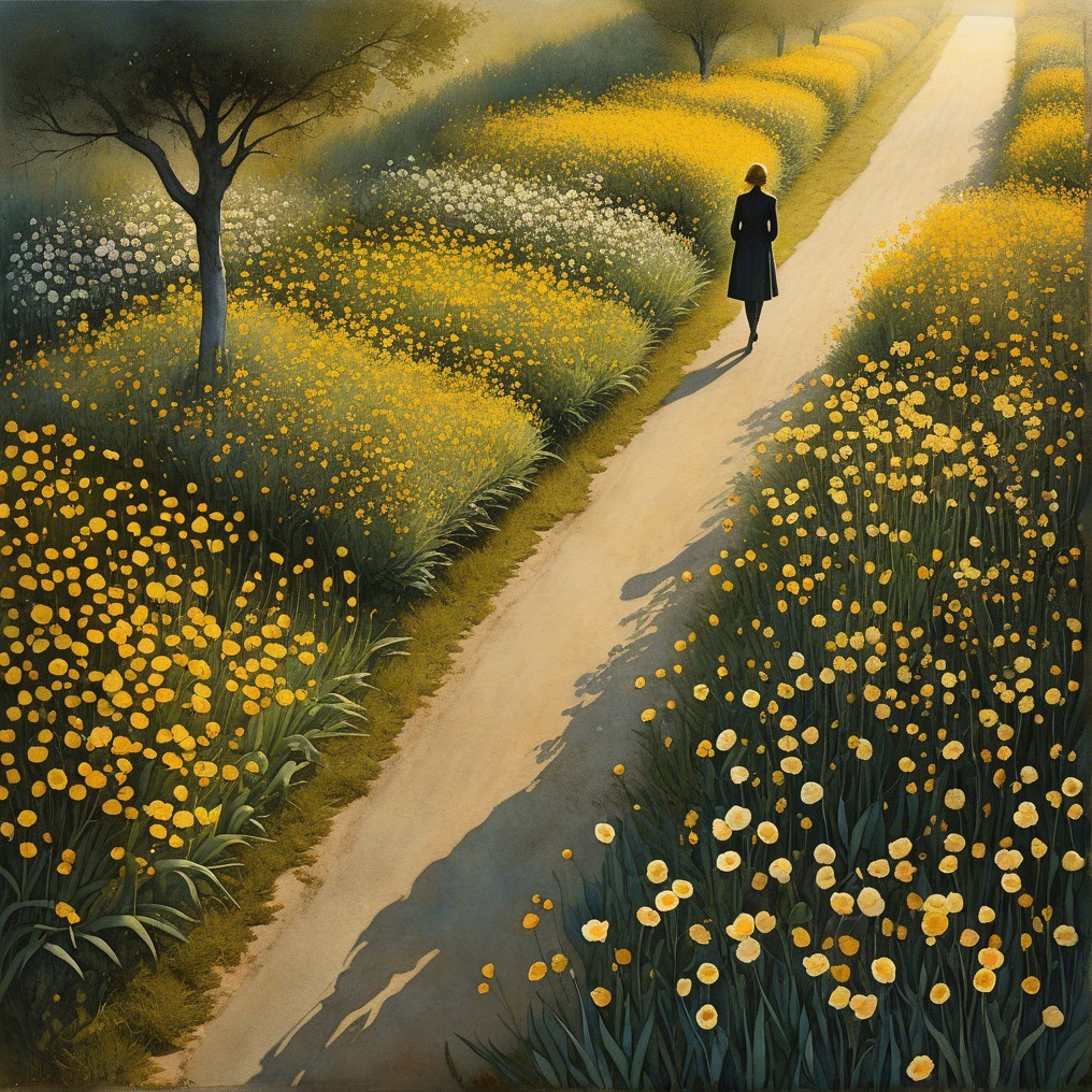 Pathway Through Vibrant Fields of Yellow Flowers