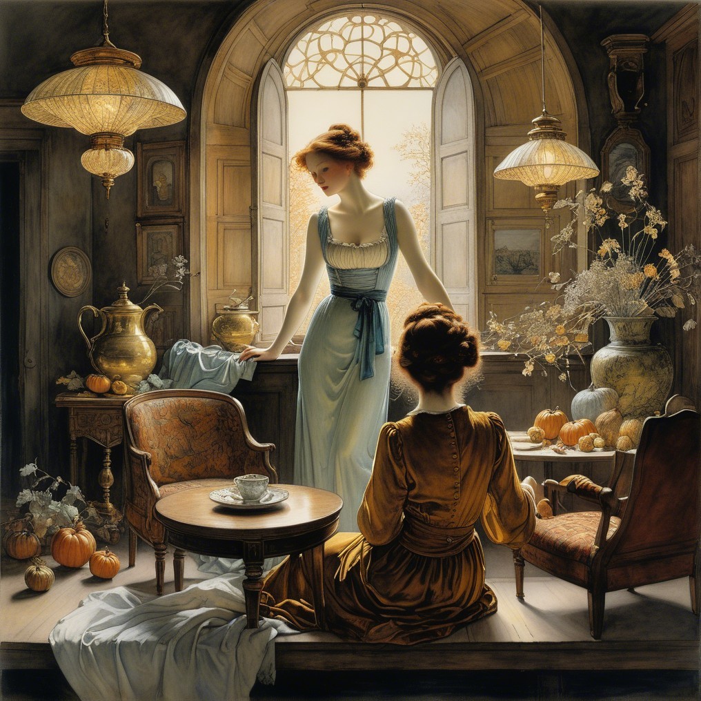 Intimate Moment Between Two Women in Vintage Decor