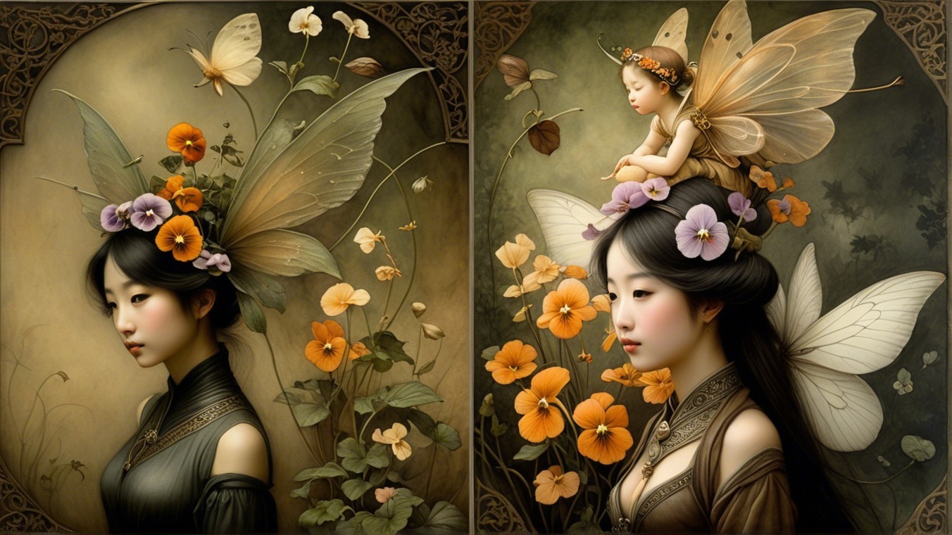 Ethereal Portraits of a Woman with Flowers and Butterflies
