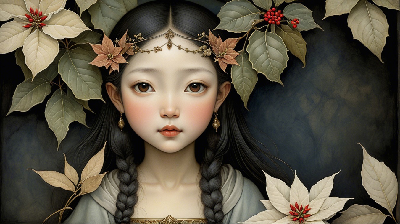 Ethereal girl with nature-inspired features and aura