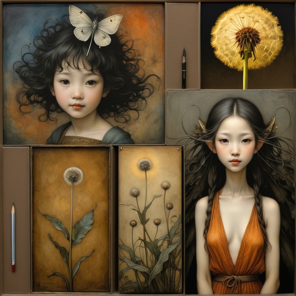 Ethereal Portraits with Botanical Elements in Collage