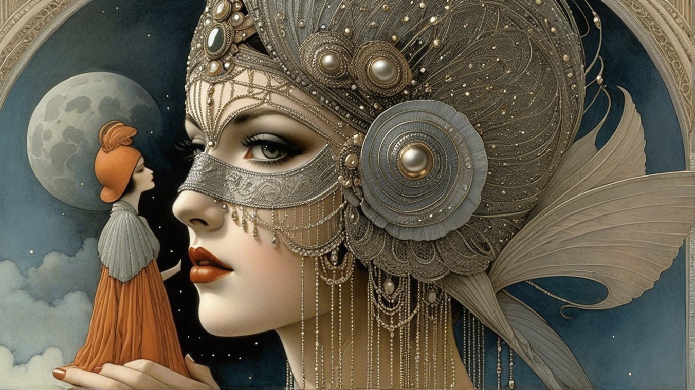 Artistic Profile of a Woman with Intricate Patterns