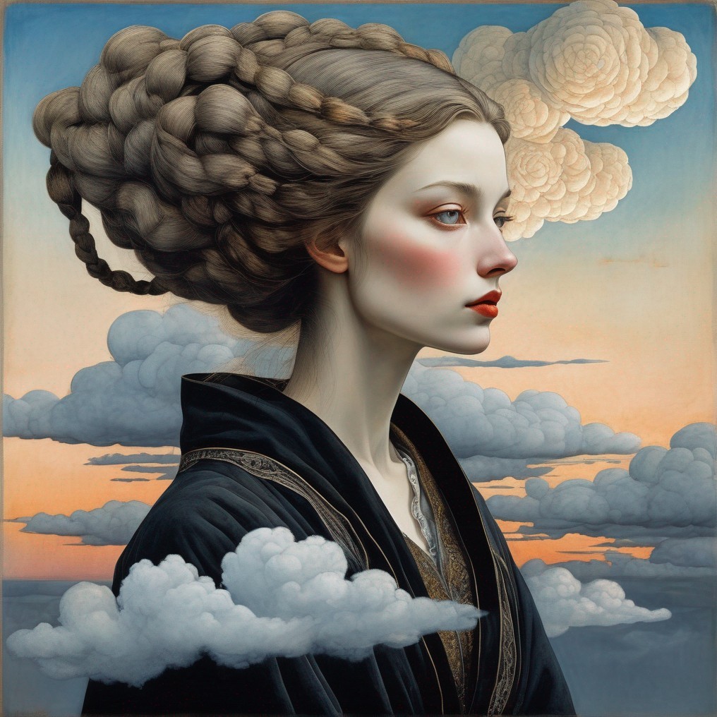 Serene Woman with Braided Hair Against Soft Sky