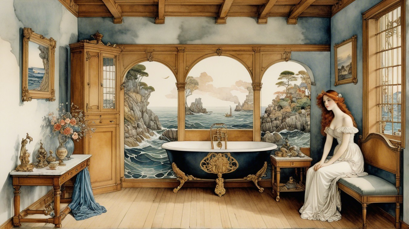 Tranquil Bathroom Oasis with Ocean Views
