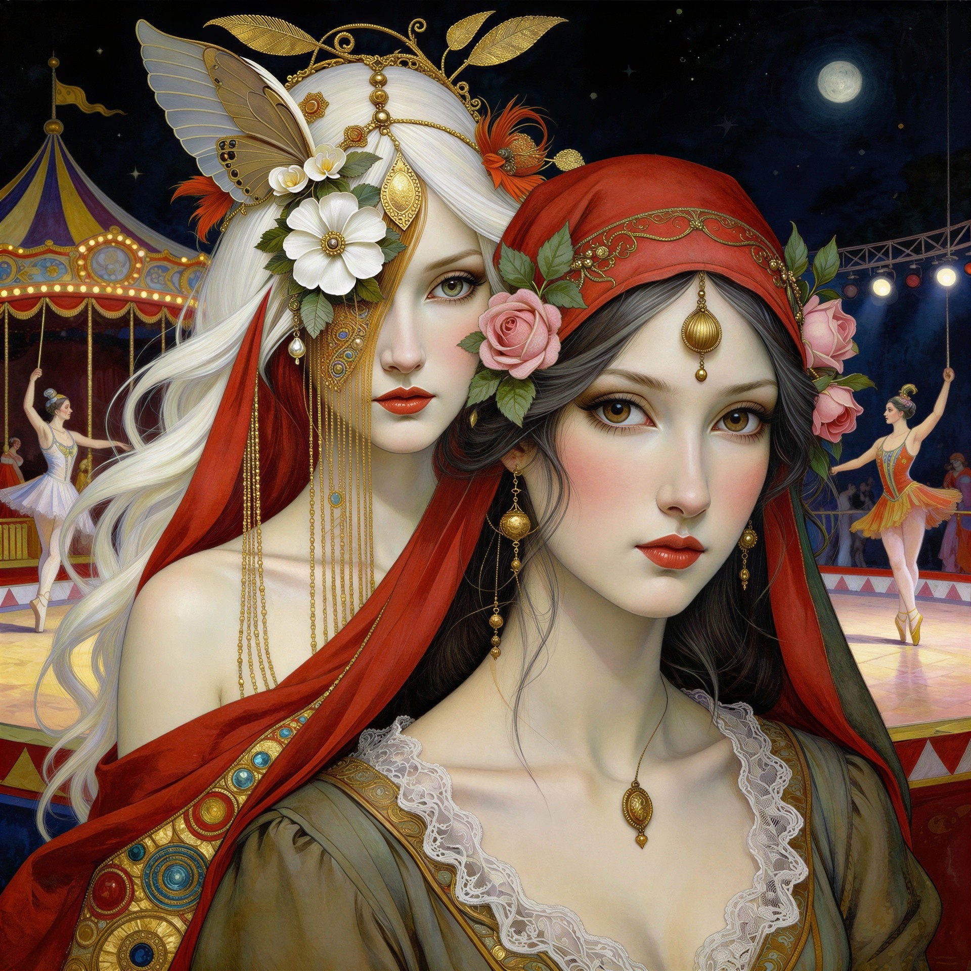 Close-up of Two Women in an Auditorium Setting