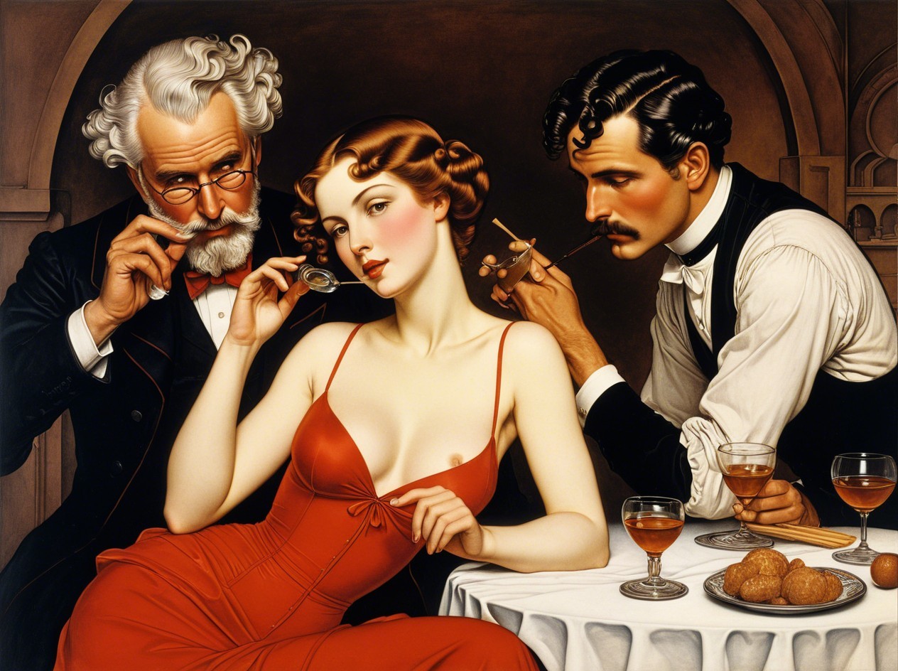 Dinner gathering with three people at a white table