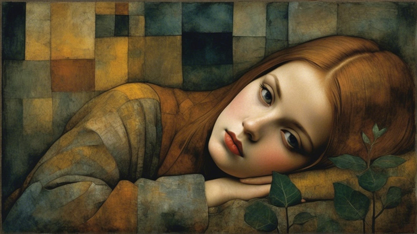 Young girl with red hair in tranquil, serene setting