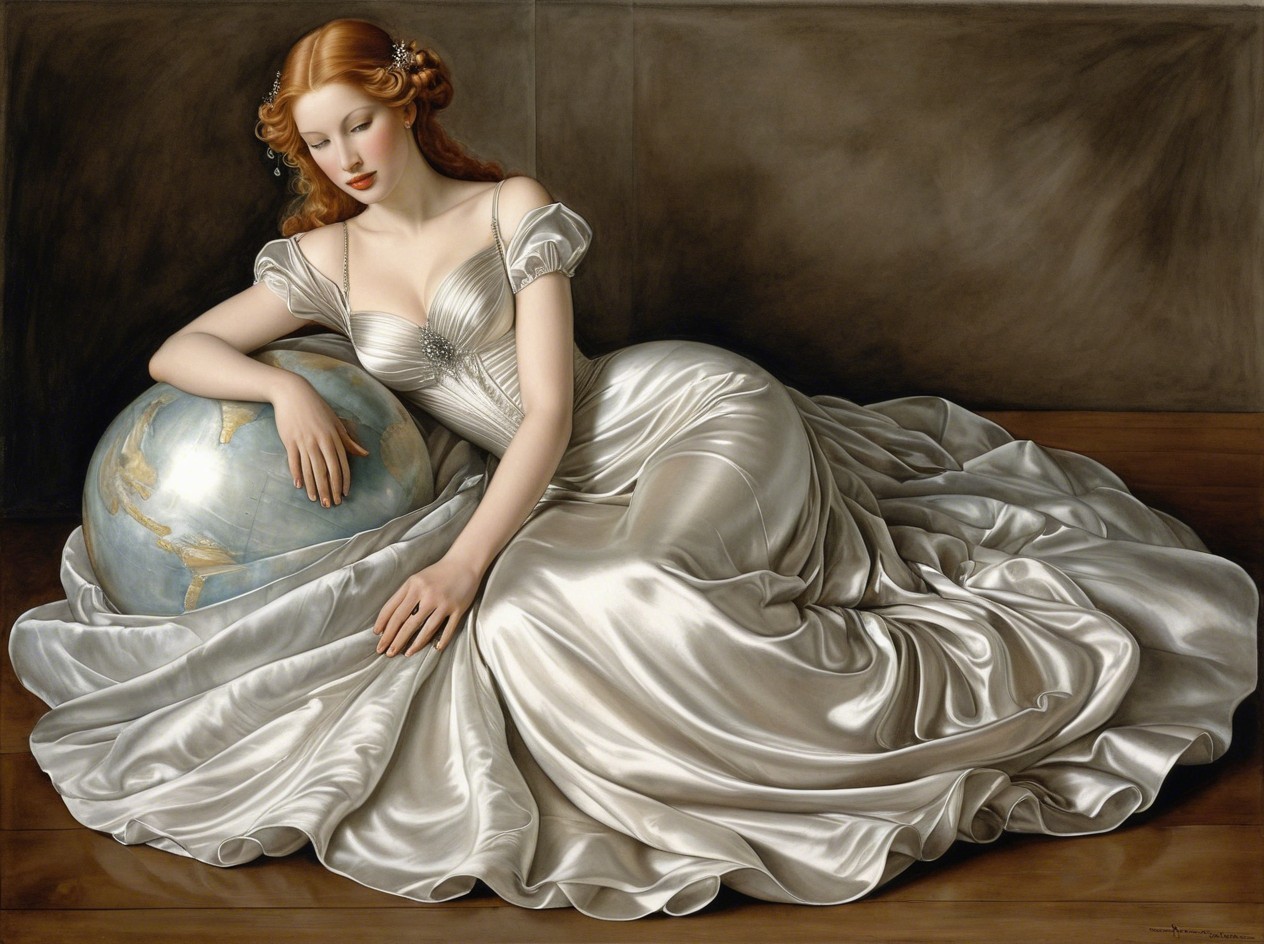 Ultra-realistic oil painting of a red-haired woman